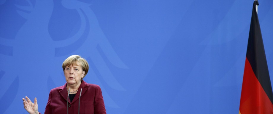 German Chancellor Merkel speaks during a joint news conference with Spain's Prime Minister Rajoy at the chancellery in Berlin