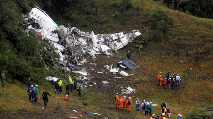 Wreckage from a plane that crashed into Colombian jungle with Brazilian soccer team Chapecoense is seen near Medellin