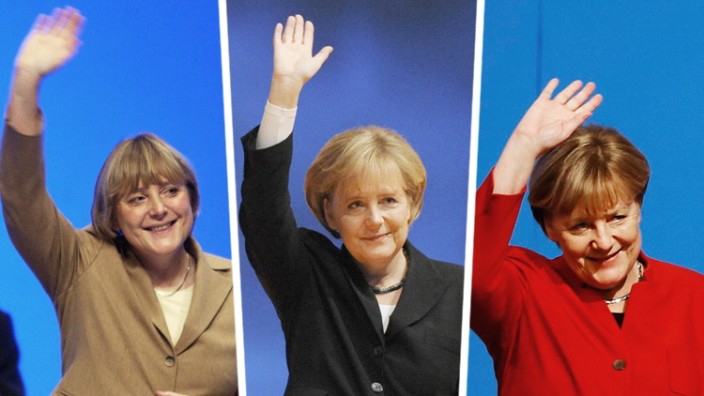 Angela Merkel auf dem CDU-Parteitag: Merkel 2002, 2008, 2016.
