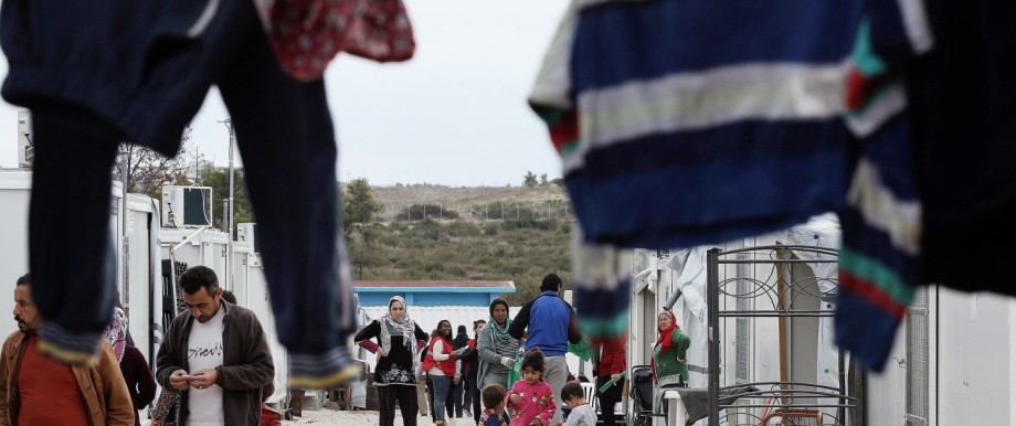Families living in the refugee camp of Ritsona, north of Athens,