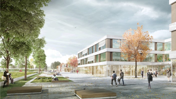 Schulbauten: Von 2020 an sollen die Schüler über den "Boulevard der Möglichkeiten" des neuen Unterföhringer Gymnasiums spazieren.
