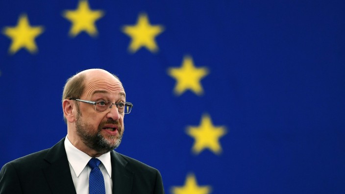 Europäische Union: Martin Schulz gibt in Straßburg ein Statement ab.