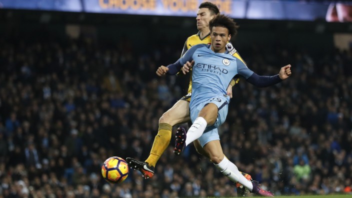 Manchester City's Leroy Sane scores their first goal