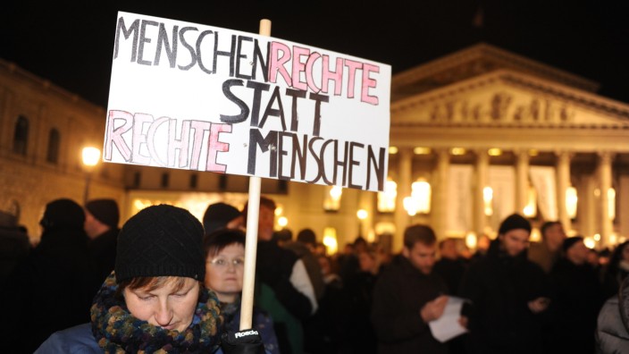 Kundgebung "Platz da! Flüchtlinge sind hier willkommen" in München, 2014