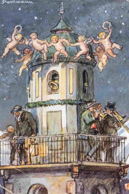 Christkindlanblasen: Eine Postkarte von Hermann Stockmann.