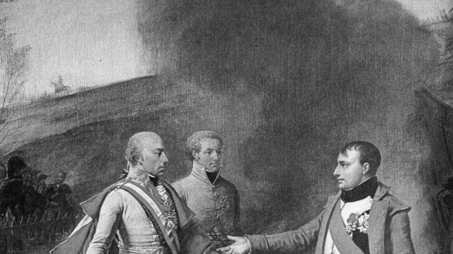 Kaiser Franz II. und Napoleon nach der Schlacht von Austerlitz, 1805