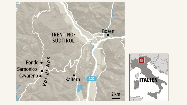 Schneeschuhlauf im Trentino: SZ-Karte