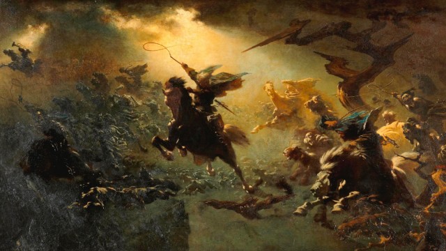 SZ-Serie "Sagen und Mythen", Folge 6: Wenn Orkane über den Himmel tobten, sahen die Menschen früher darin die Unheil bringende Wilde Jagd. Das Bild zeigt eine Skizze von Johann W. Cordes.