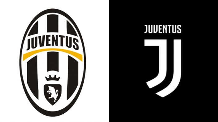 Wappen von Juventus Turin: Das Logo von Juventus Turin voher (l.) und nachher