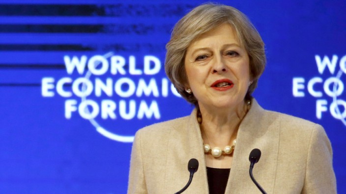 Britain's Prime Minister May attends the WEF annual meeting in Davos