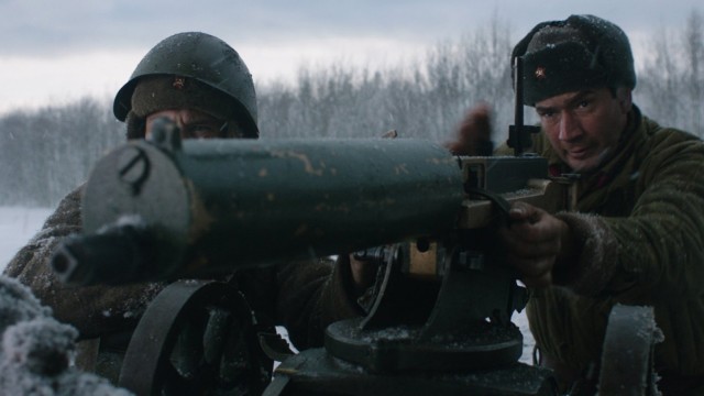 Zweiter Weltkrieg: Schlachtengemälde: Szene aus dem russischen Kinofilm "Panfilows 28 Männer".