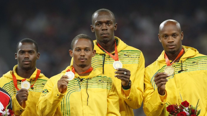 Sprint-Superstar Usain Bolt mit Gold-Staffel von Peking 2008