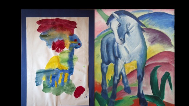 Laim: Kinder-Kopie und Original: "Das blaue Pferd" von Franz Marc.