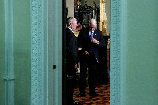 Pence prepares to swear in Mattis to be Secretary of Defense in Washington