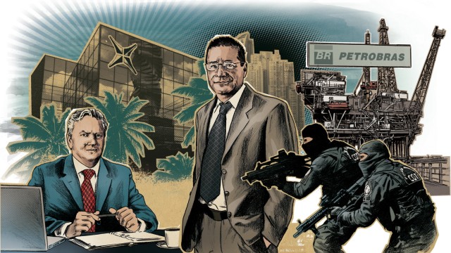 Panama Papers: Jürgen Mossack und sein panamaischer Kompagnon Ramón Fonseca. Illustration: Peter M. Hoffmann