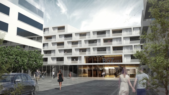 Geretsried: So könnte das neue Wohn- und Geschäftshaus der Baugenossenschaft an der Egerlandstraße aussehen. Visualisierung: Kehrbaum Architekten AG