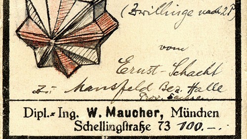 Kristallgarten Pasing Original beschriftete Steineschachtel von Firmengründer Wilhelm Maucher
