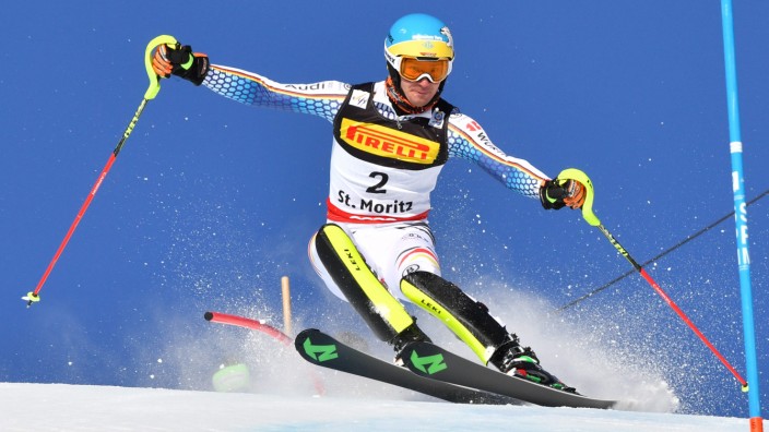 Ski alpin: Am Limit: Felix Neureuther beim WM-Slalom in St. Moritz.