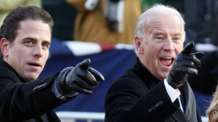 File photo of U.S. Vice President Biden and son Hunter gesturing as they walk down Pennsylvania Avenue