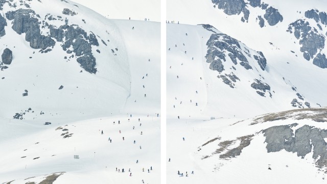 Reisebuch zu den Alpen: Stets gruppiert der Fotograf mehrere Aufnahmen zu einem Motiv.