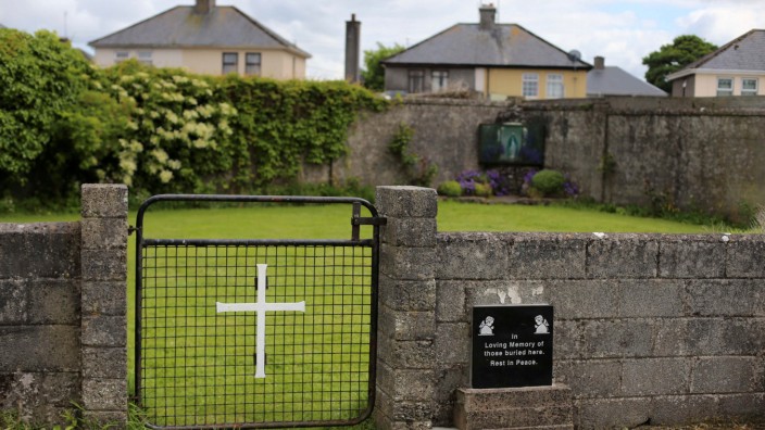 FILE PHOTO: The entrance to the site of a mass grave of hundreds of children who died in the former Bons Secours home for unmarried mothers is seen in Tuam, County Galway
