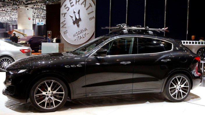A Maserati Levante SUV car is seen at the exhibition stand of Maserati ahead of the 87th International Motor Show at Palexpo in Geneva