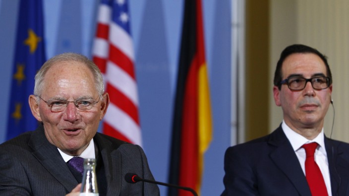 German Finance Minister Schaeuble Meets New U.S. Treasury Secretary Mnuchin