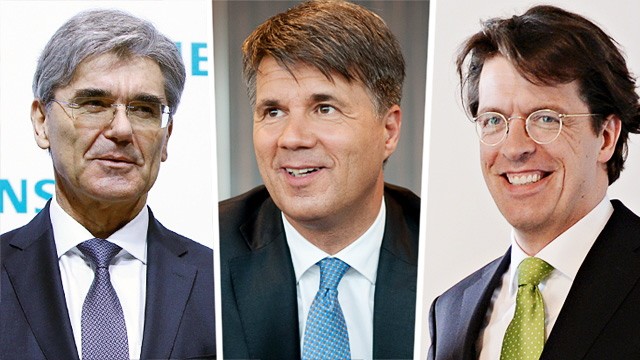BMW, Siemens und Schäffler bei Trump: Die Chefs von Siemens, BMW und Schaeffler: Joe Kaeser, Harald Krüger und Klaus Rosenfeld