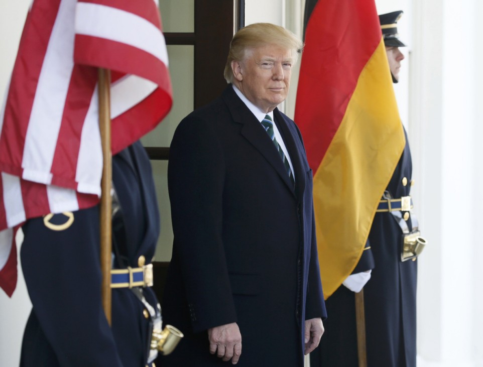 U.S. President Trump awaits arrival of German Chancellor Merkel at the White House in Washington