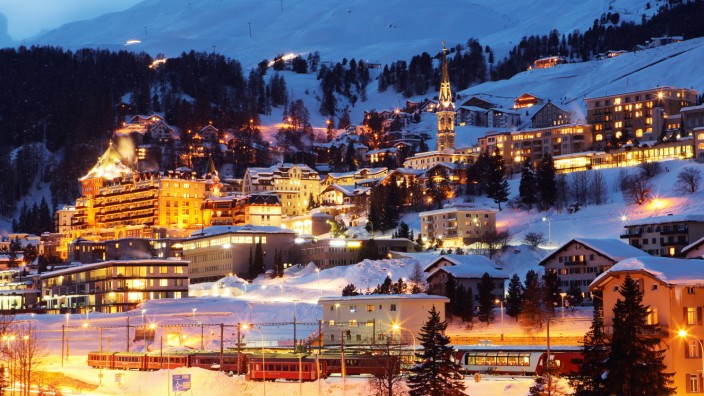 Nacht in St Moritz, Schweiz