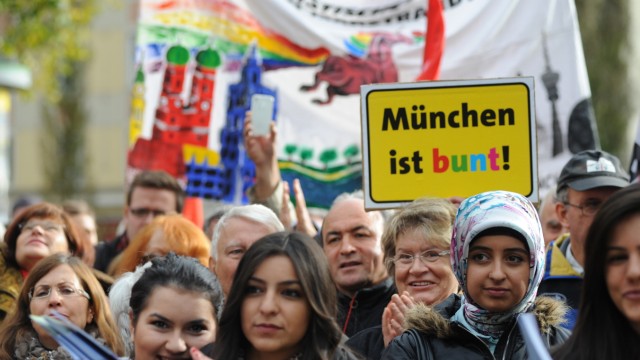 Demonstration gegen ausländerfeindliche Kundgebung in München, 2012