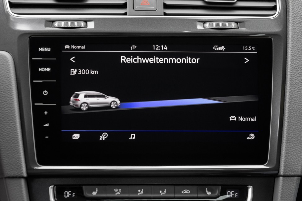 Der zentrale Touchscreen des neuen VW E-Golf.