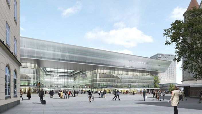 2 - Transparentes Gebäude: Hell und transparent soll der neue Hauptbahnhof wirken. Simulation: Auer Weber