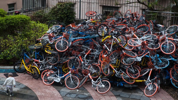 Over 500 rented bikes piled up broken in Shenzhen residential community