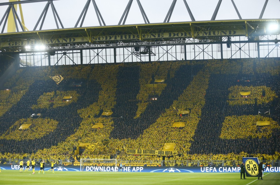 General view of Borussia Dortmund fans before the game