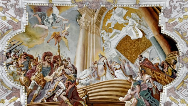 Österliches Mysterium: In der Klosterkirche ist der Auferstandene am oberen Bildrand als weiße Figur zu sehen.