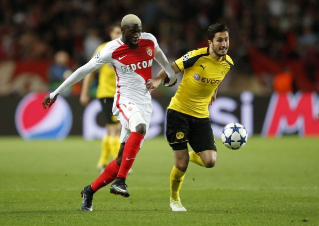 Borussia Dortmund's Nuri Sahin in action with Monaco's Tiemoue Bakayoko
