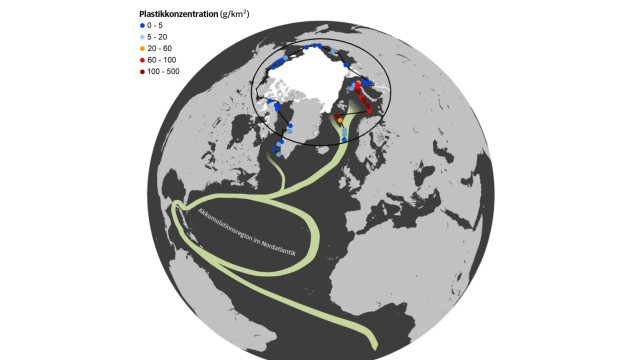 Umweltverschmutzung: Im Nordatlantik sammelt sich der Plastikmüll zunächst, um dann Richtung Arktis zu treiben.