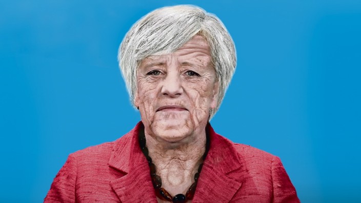Essay über alte Politiker: An der Spitze der CDU steht Angela Merkel schon länger als Konrad Adenauer - ob sie auch mal sein biblisches Kanzleralter erreicht? Illustration: Stefan Dimitrov, Fotovorlage: AFP