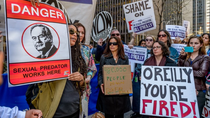 NYC Protest at Fox News to fire Bill O Reilly On April 18th women's group Ultraviolet organized
