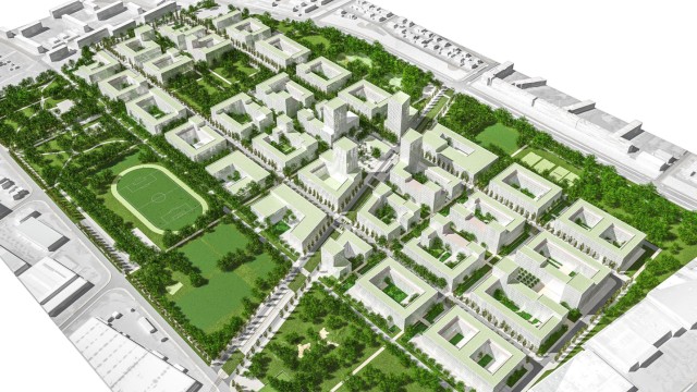 Freimann: Blick in die Zukunft: So soll das neue Stadtviertel auf dem Gelände der einstigen Bayernkaserne im Jahr 2028 aussehen.