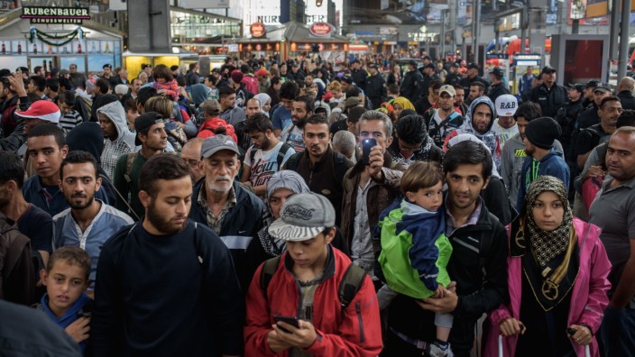 Ankunft von Flüchtlingen am Hauptbahnhof München