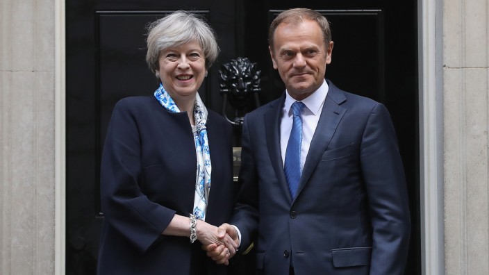 UK Prime Minister Meets With The European Council President Donald Tusk