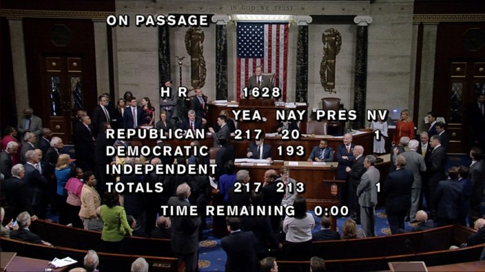 Video grab shows floor of U.S. House chamber after healthcare vote on Capitol Hill in Washington