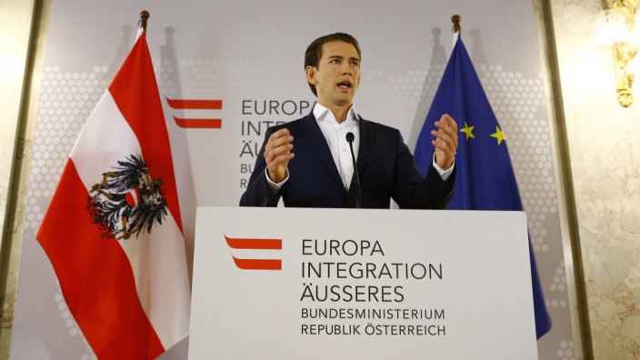Austria's Foreign Minister Sebastian Kurz addresses a news conference in Vienna