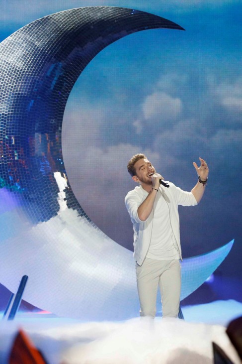 Austria's Nathan Trent performs the song 'Running On Air' during the Eurovision Song Contest 2017 Grand Final at the International Exhibi-tion Centre in Kiev