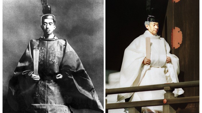 Kaisertum in Japan: Inthronisierung von Vater und Sohn: Hirohito (li.) 1926 und Akihito 1990.