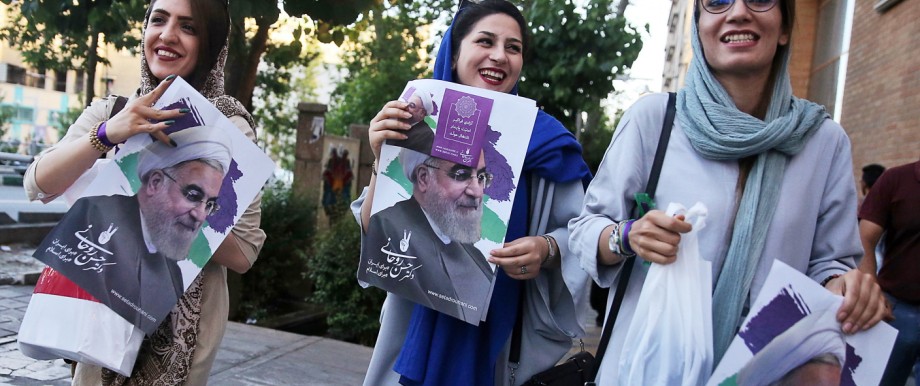 Kommentar zur Trump-Reise: Anhänger des wiedergewählten Präsidenten Hassan Rohani in Teheran