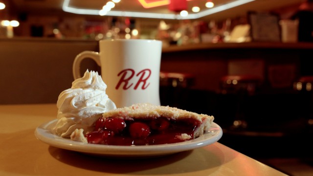 A slice of cherry pie is pictured at Twede's Cafe, the location of the Double R Diner in the 'Twin Peaks' television series in North Bend