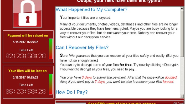 FILE PHOTO: A WannaCry ransomware demand, provided by cyber security firm Symantec